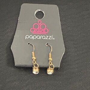 Paparazzi Gold and White Dangle Earrings